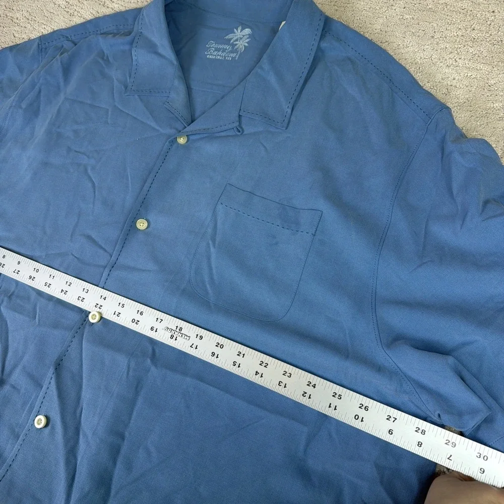 Men's Tommy Bahama 3XL 100% Silk Blue Short Sleeve Button‎ Shirt Resort Hawaiian